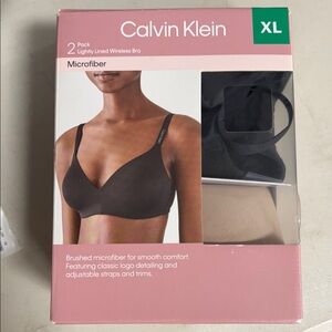 Calvin Klein 2-Pack Lightly Lined Wireless Bras – Black & Nude